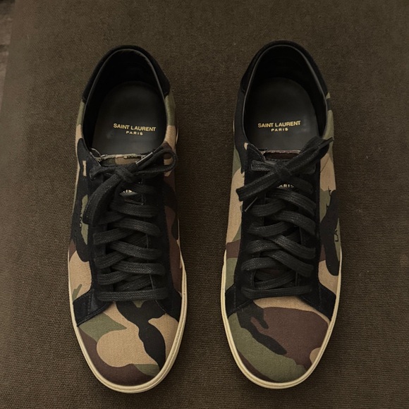 Saint Laurent Men's Green and Brown Camouflage Sneakers - Picture 1 of 9